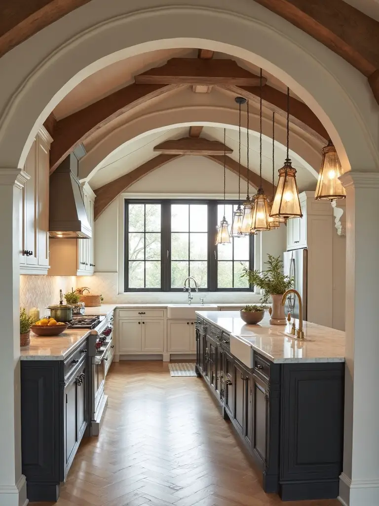 sophisticated open plan with decorative archways