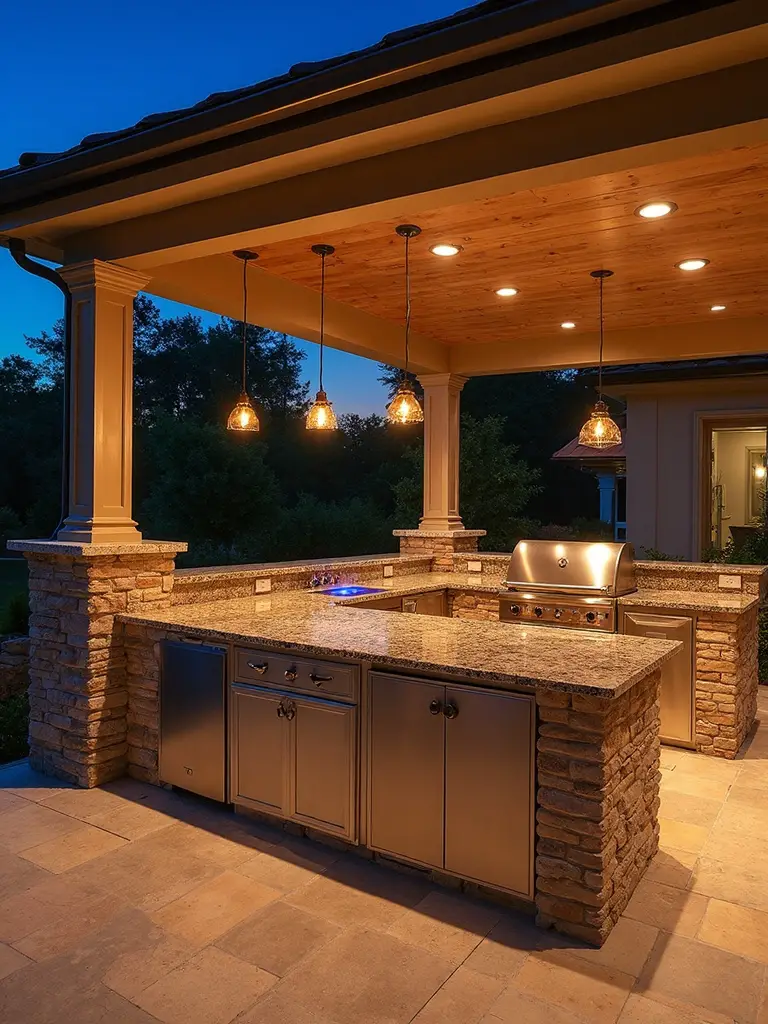sophisticated outdoor kitchen lighting designs