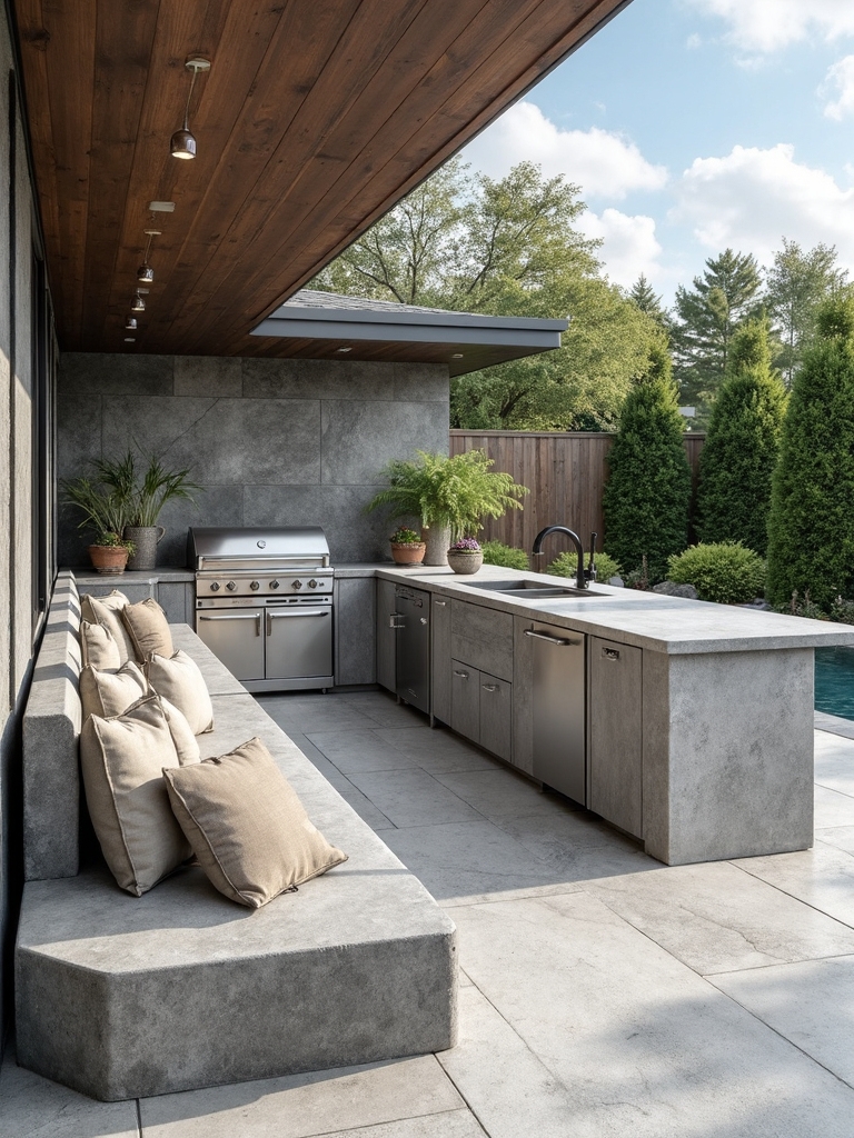 streamlined geometric built in outdoor seating
