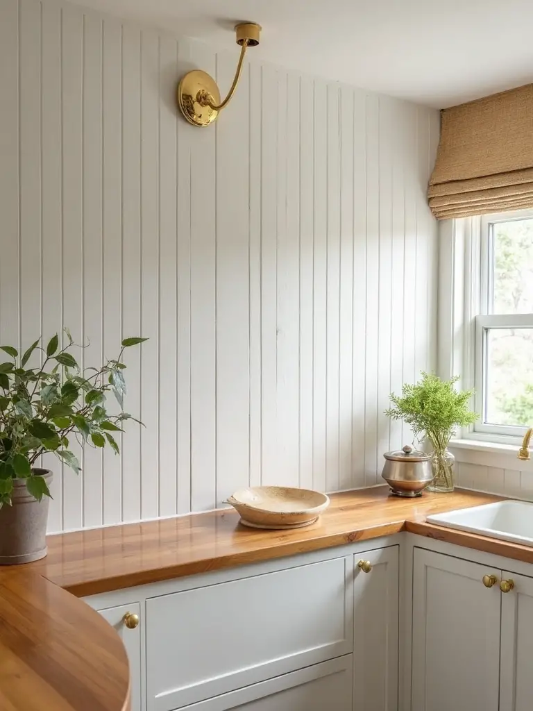 textural farmhouse kitchen wall paneling