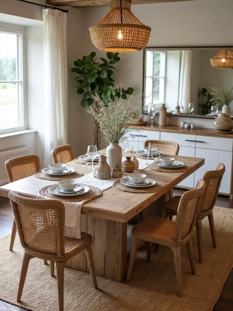 textured rustic dining room decor