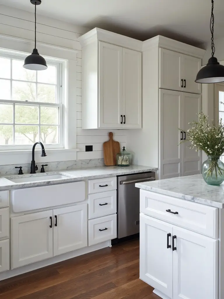 timeless monochrome farmhouse kitchen design