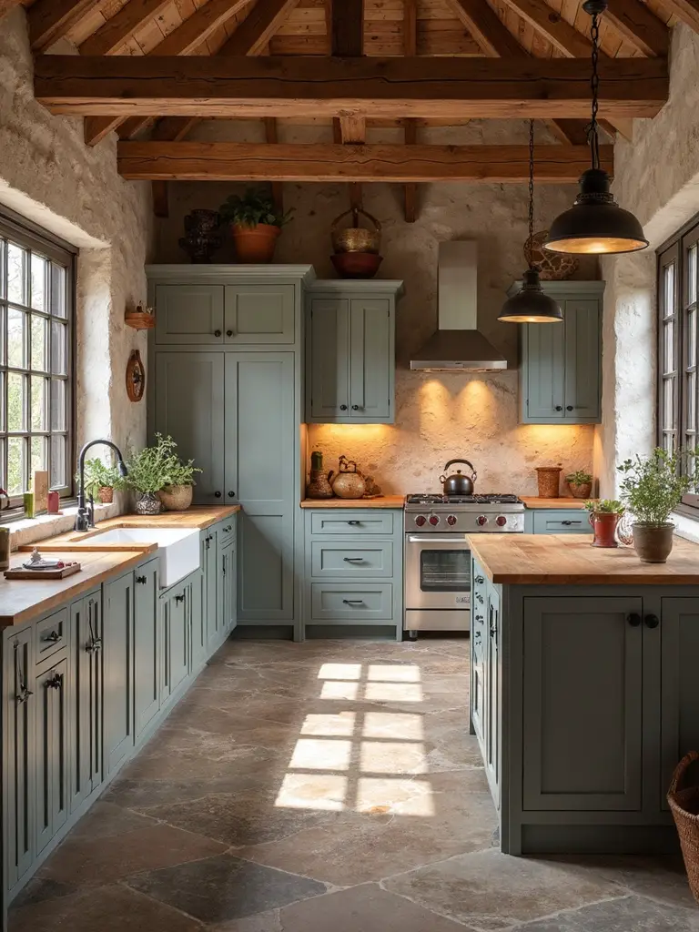 tranquil natural organic rustic kitchen