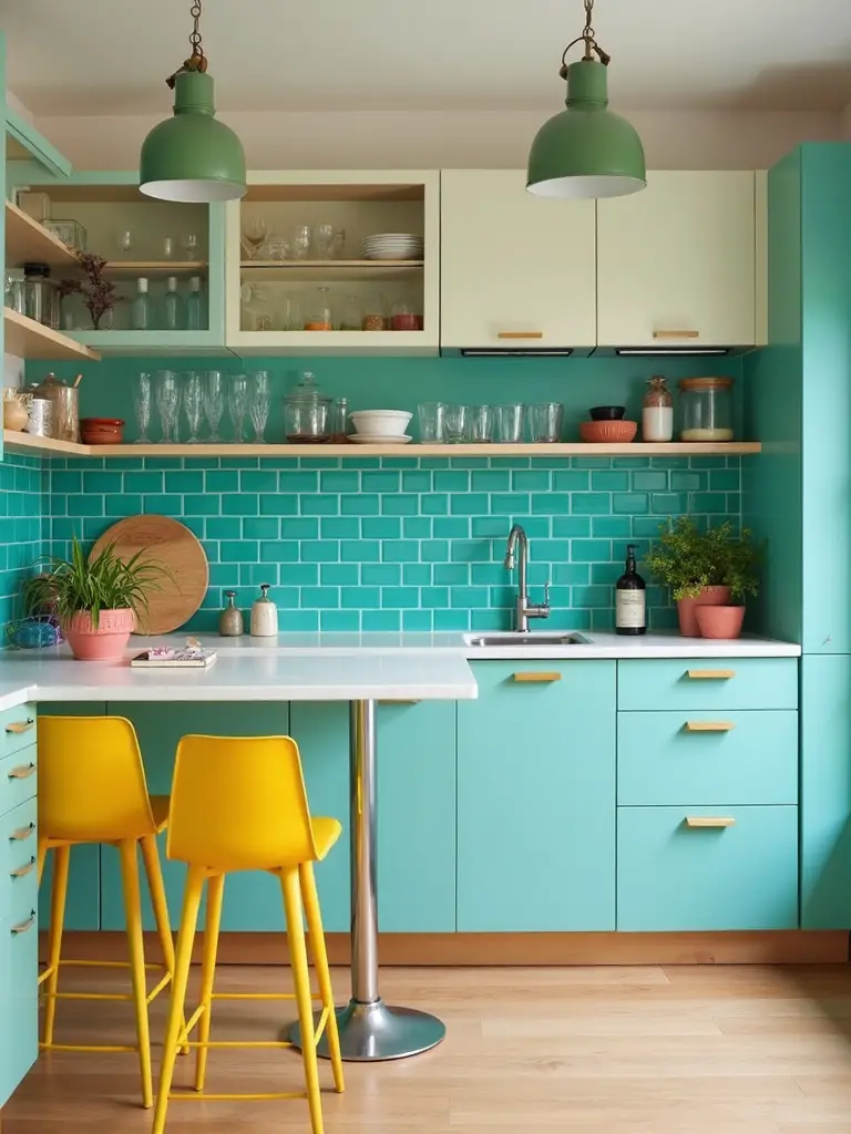 vibrant colors energize small kitchens