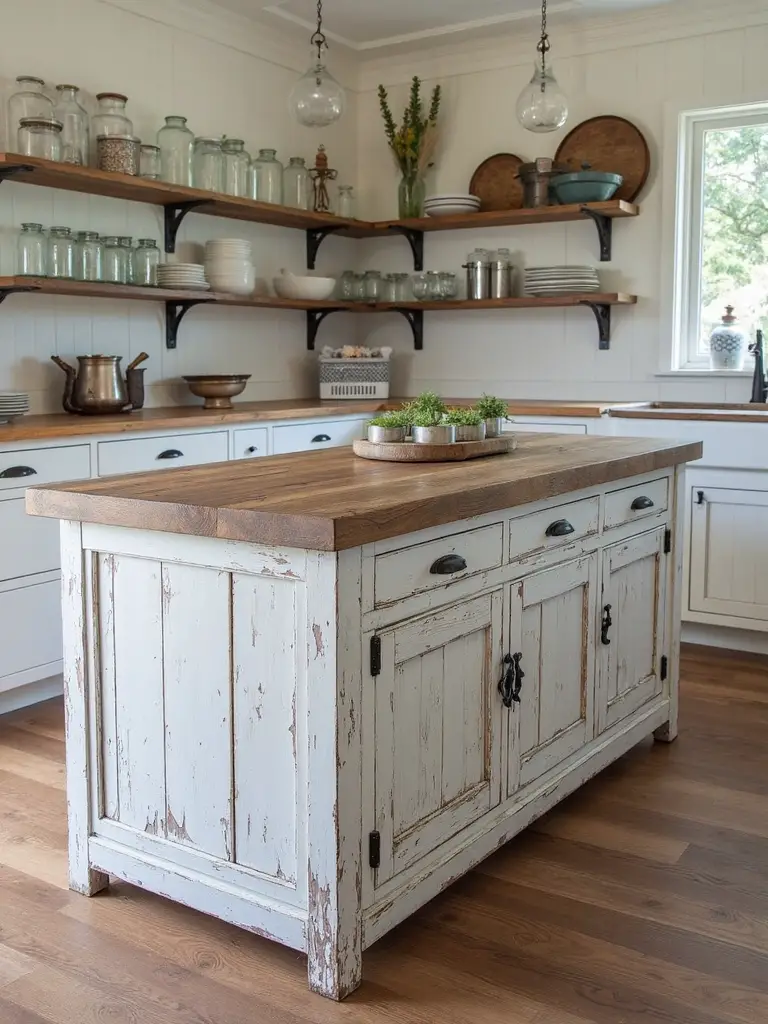 vintage farmhouse kitchen island centerpiece