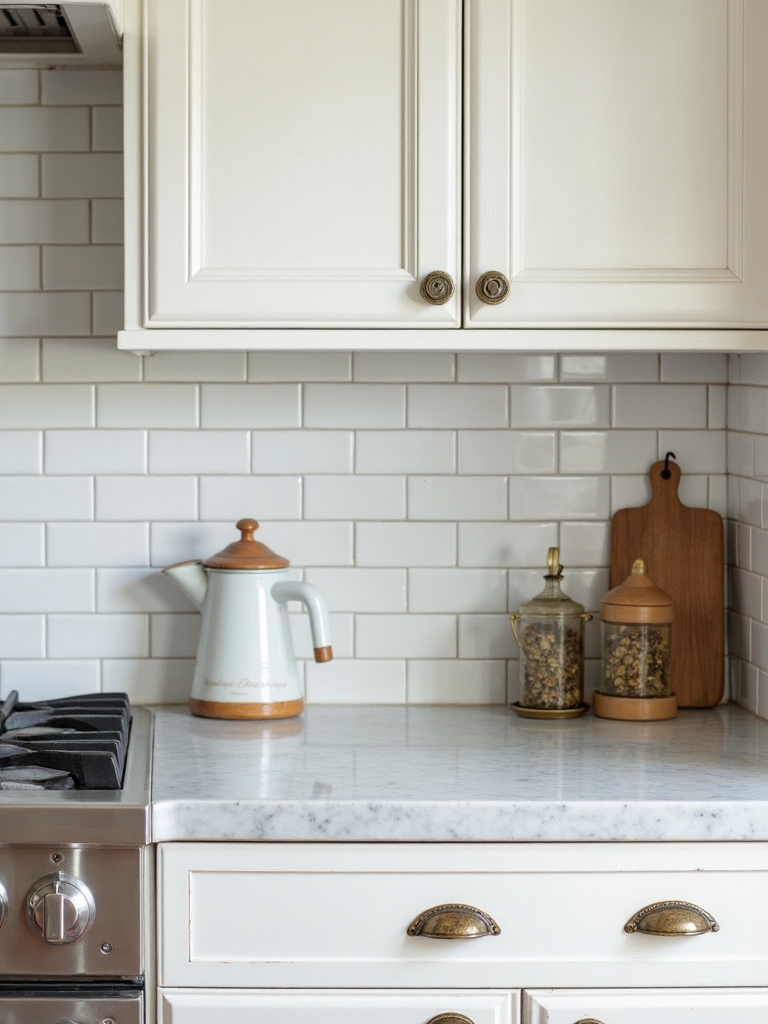 vintage inspired hardware accents farmhouse kitchen