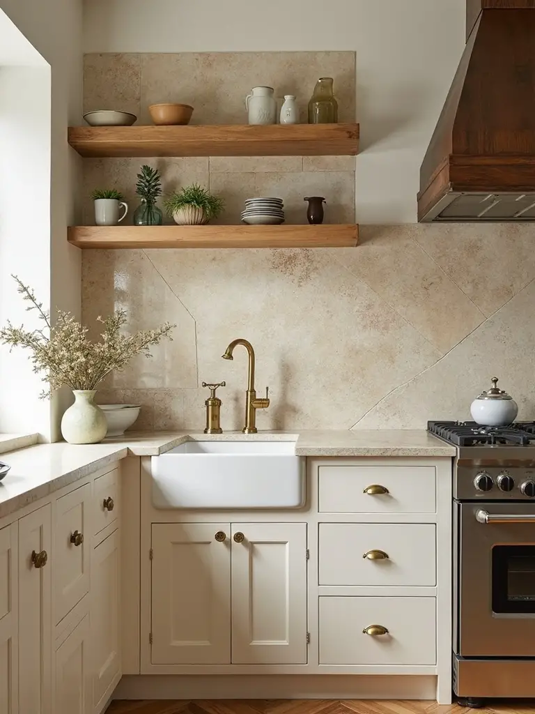 warm textured rustic farmhouse backsplash