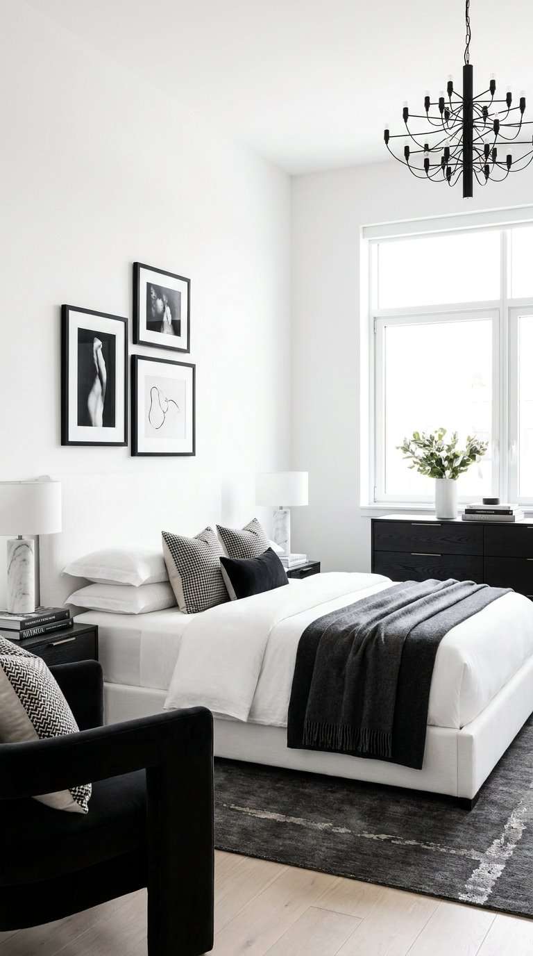 12 Timeless Black and White Bedroom Designs That Inspire