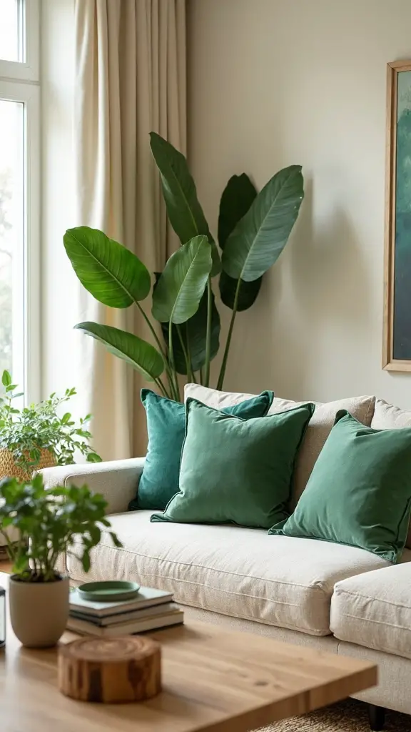 accent green against neutral backdrop