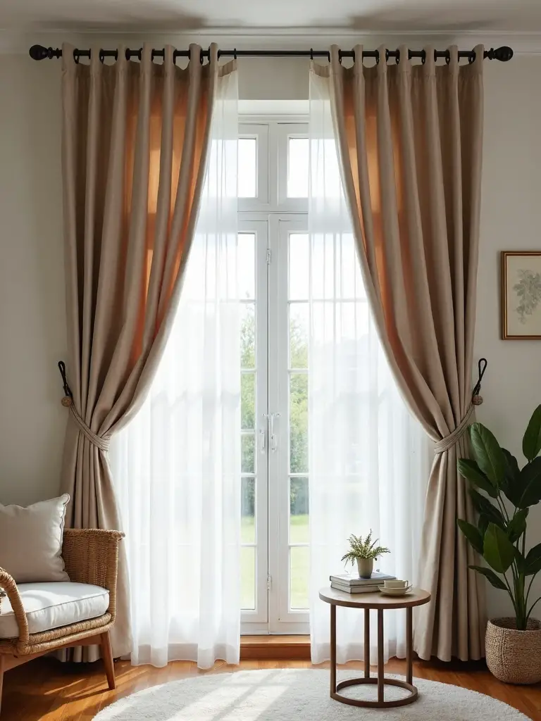 adjustable tie top curtain privacy control