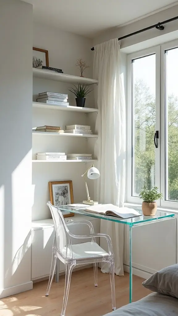 airy transparent workspace for small rooms