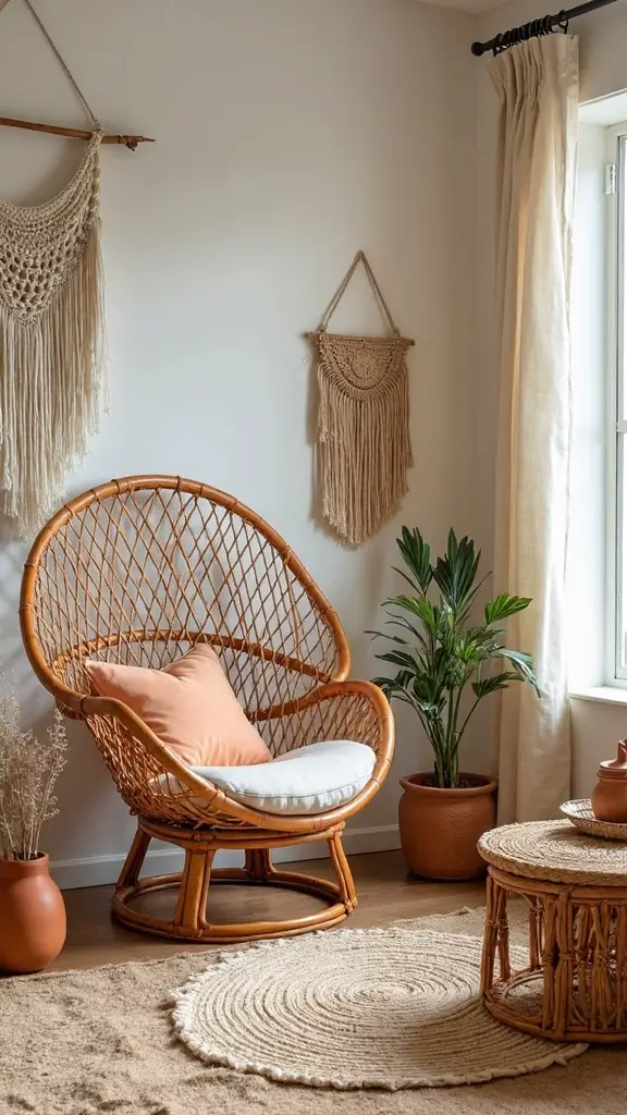 artisanal boho rattan wicker sanctuary