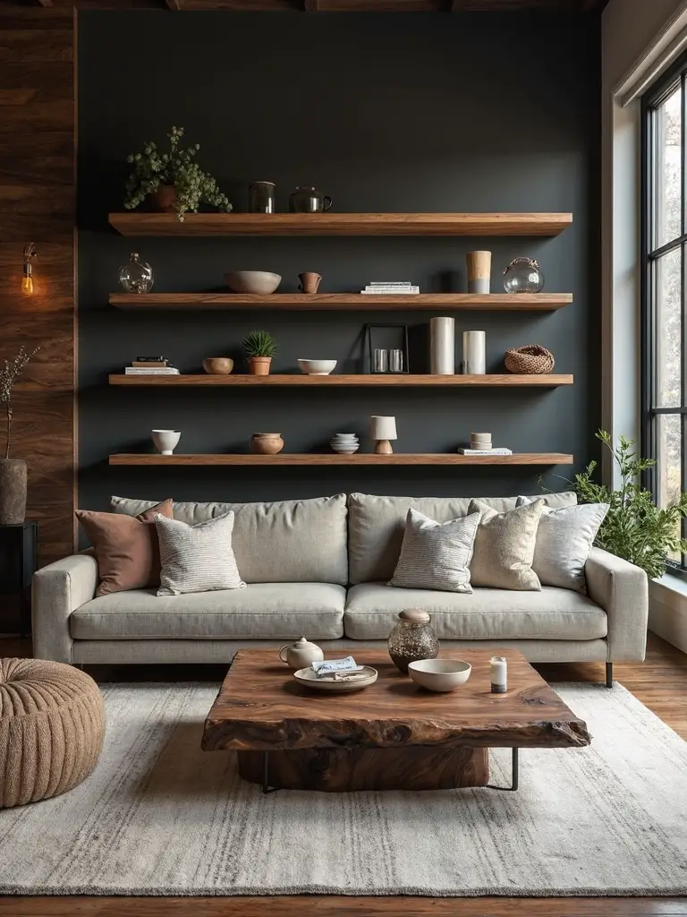 balanced dark tones natural wood