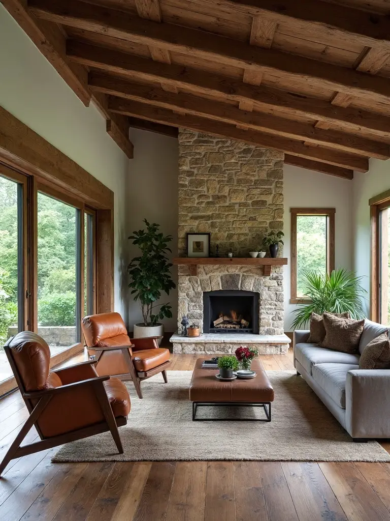blended vintage and modern furnishings