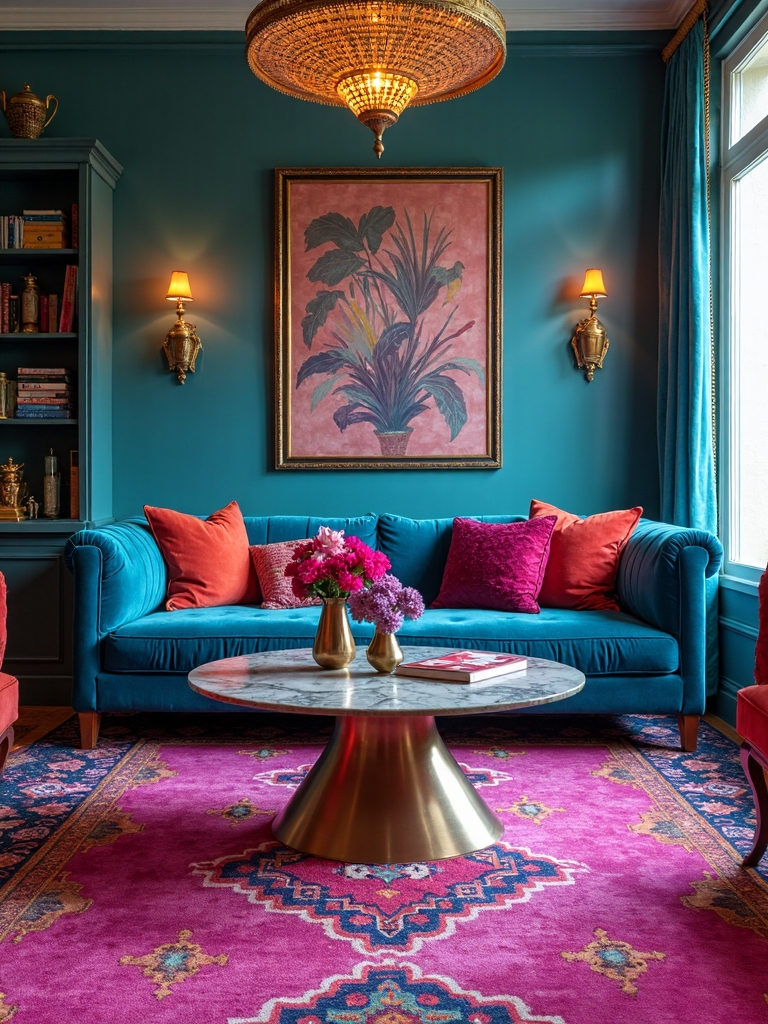 bold moroccan neon rug accents