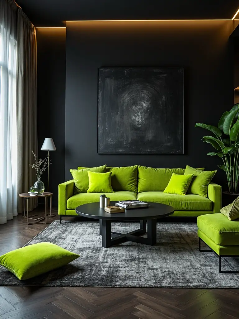 bold neon green accents