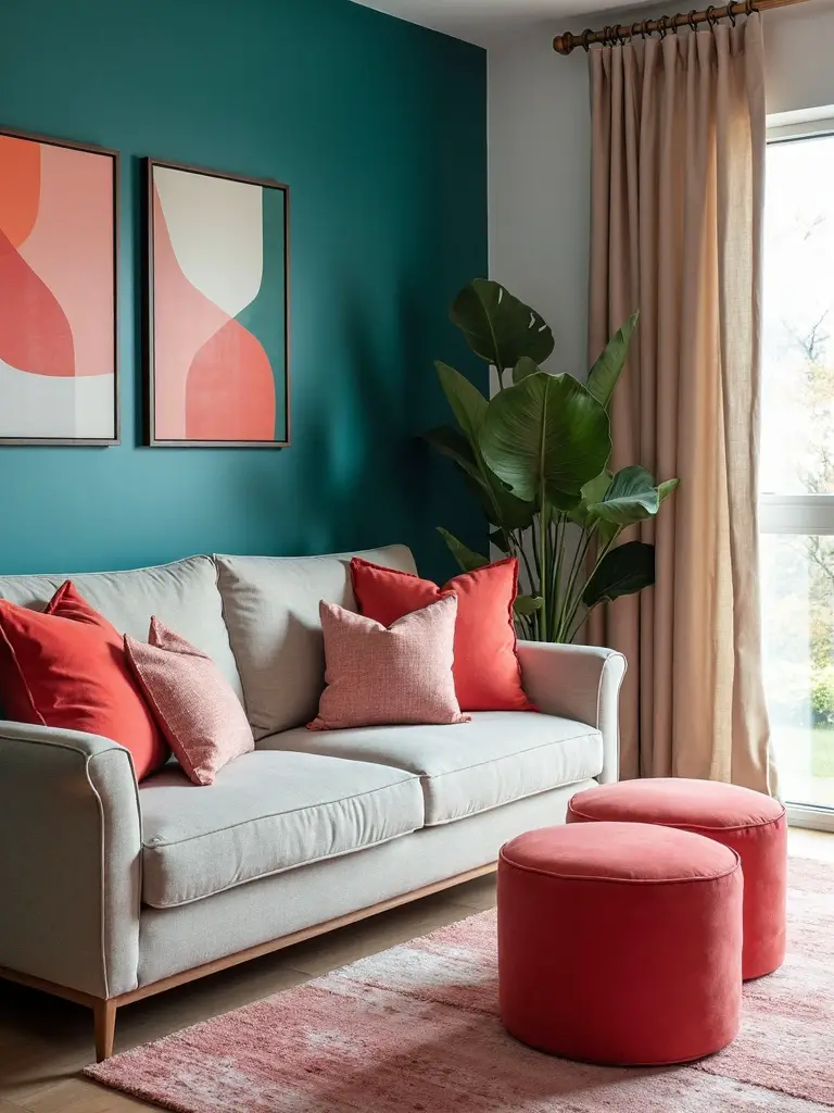 bold teal and coral contrast