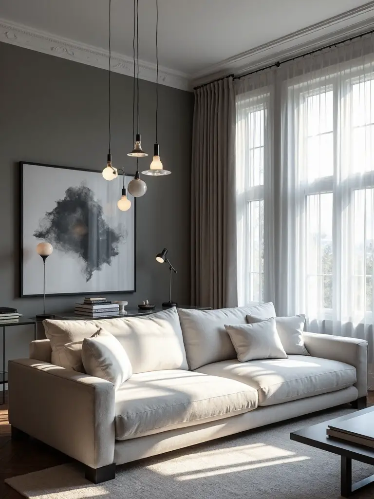 brighten monochrome living with strategic lighting