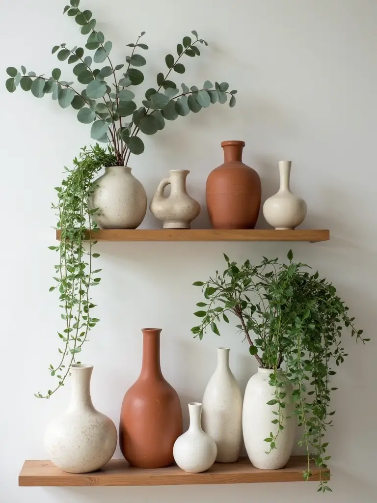 cascading botanical shelf decor