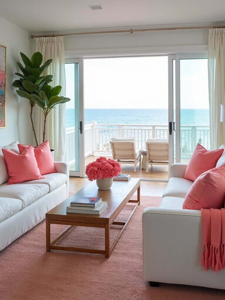 cheerful coastal retreat with pink accents
