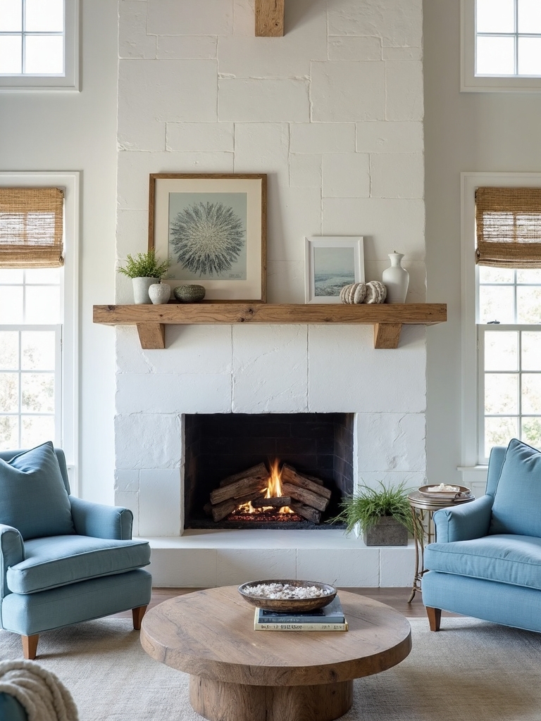 coastal fireplace focal point decor