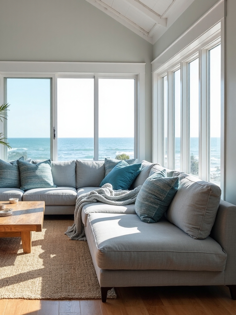 coastal inspired versatile gray upholstery