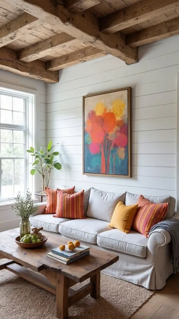 colorful farmhouse accents with stripes