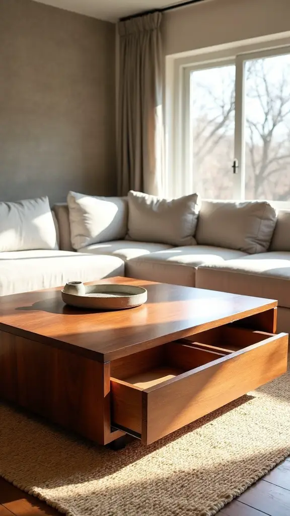 compact japandi coffee tables with hidden storage