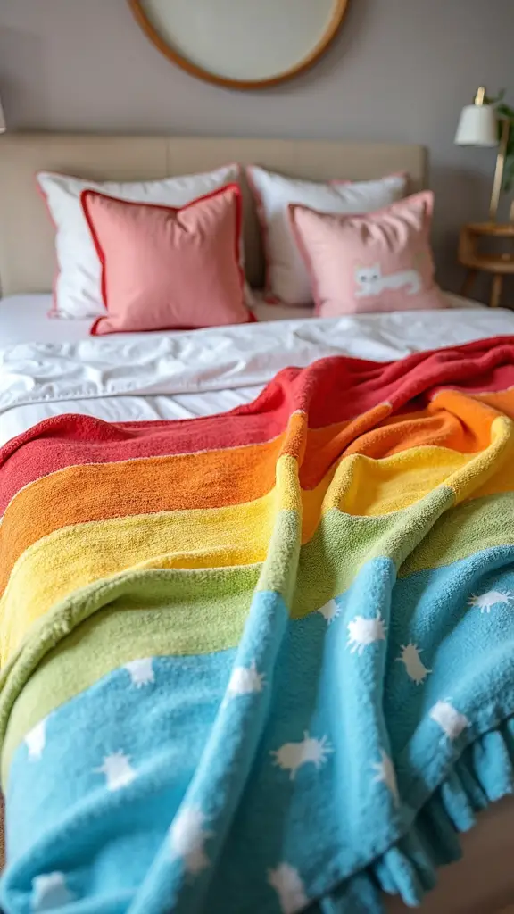 cozy colorful cat themed throw blankets