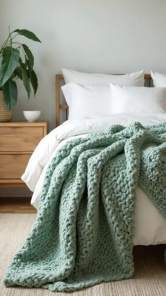 cozy green throw enhances comfort