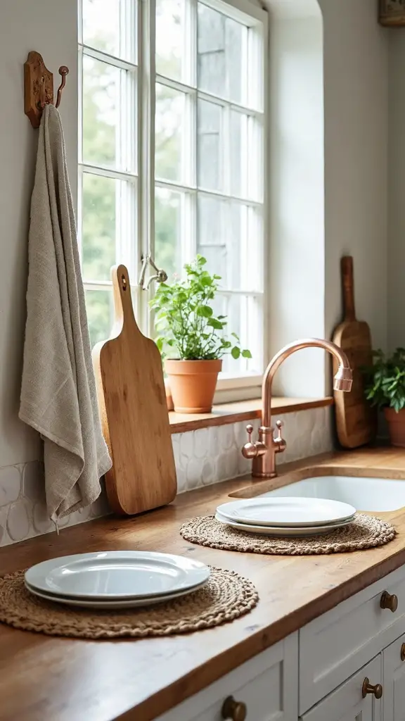 cozy kitchen with natural textures
