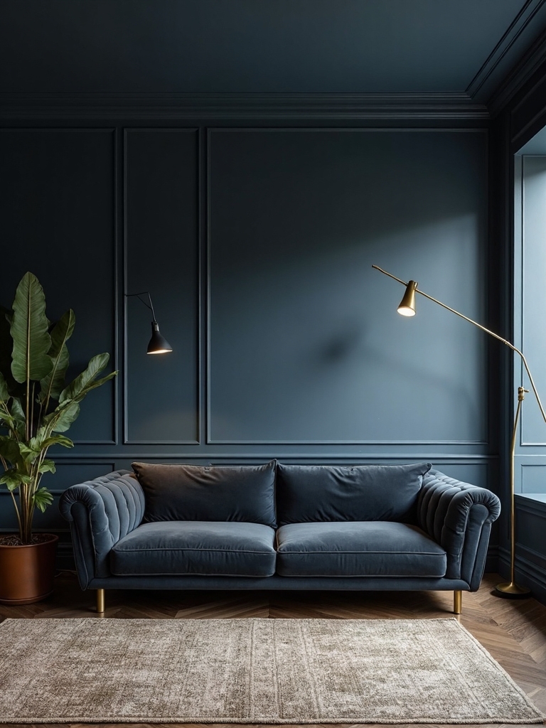 cozy minimalist navy dramatic retreat