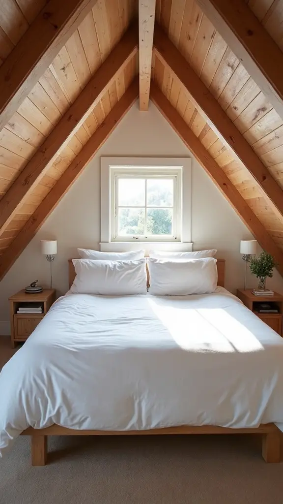 cozy sleeping nook under slanted ceiling