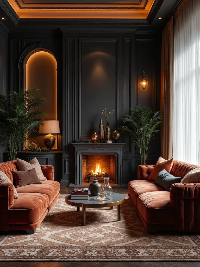 cozy sophisticated dark wall retreat