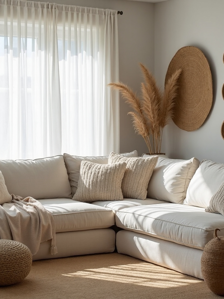 cozy textured minimalist layered seating