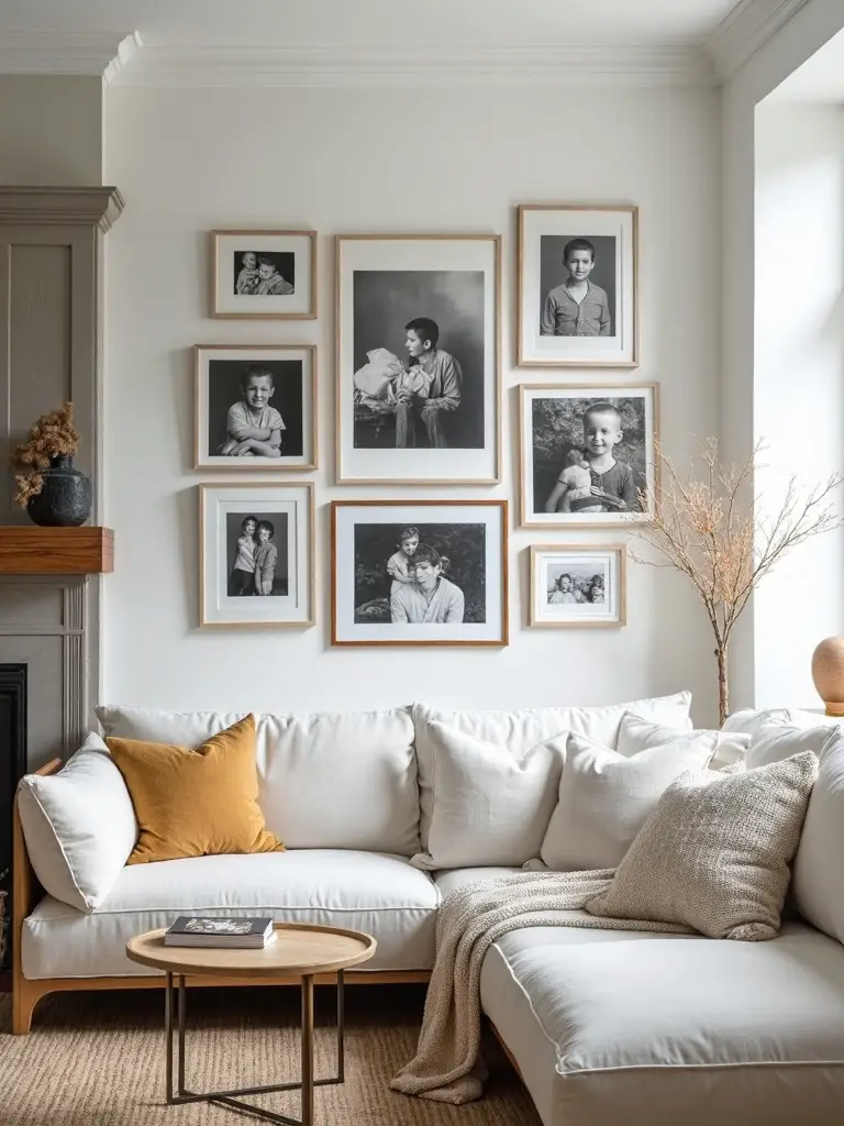 curated family photo gallery wall