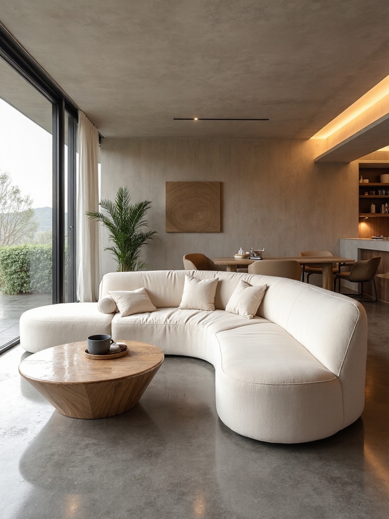 curved furniture softens angular spaces
