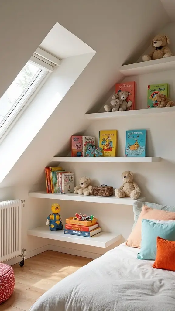customized shelving for angled ceilings