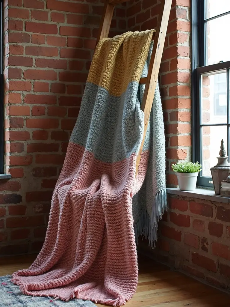 decorative ladder cozy blanket storage