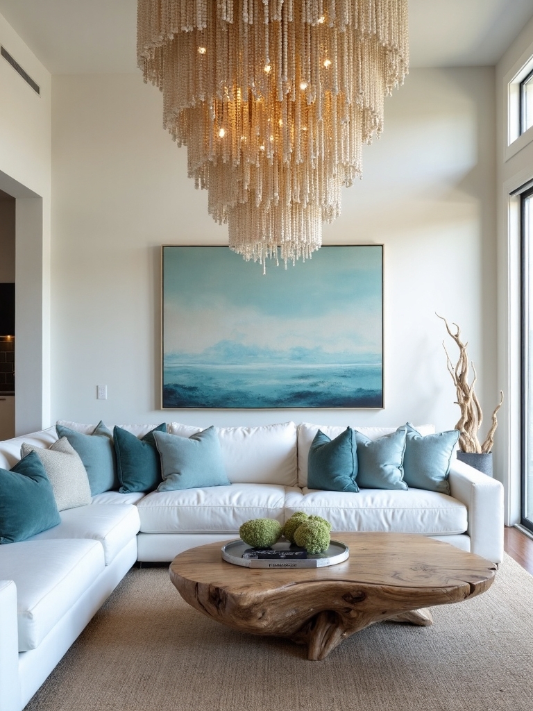 dramatic beaded coastal lighting