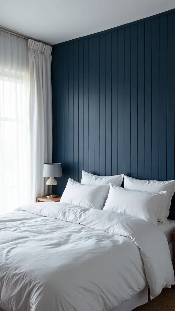 dramatic ceiling to wall navy stripe