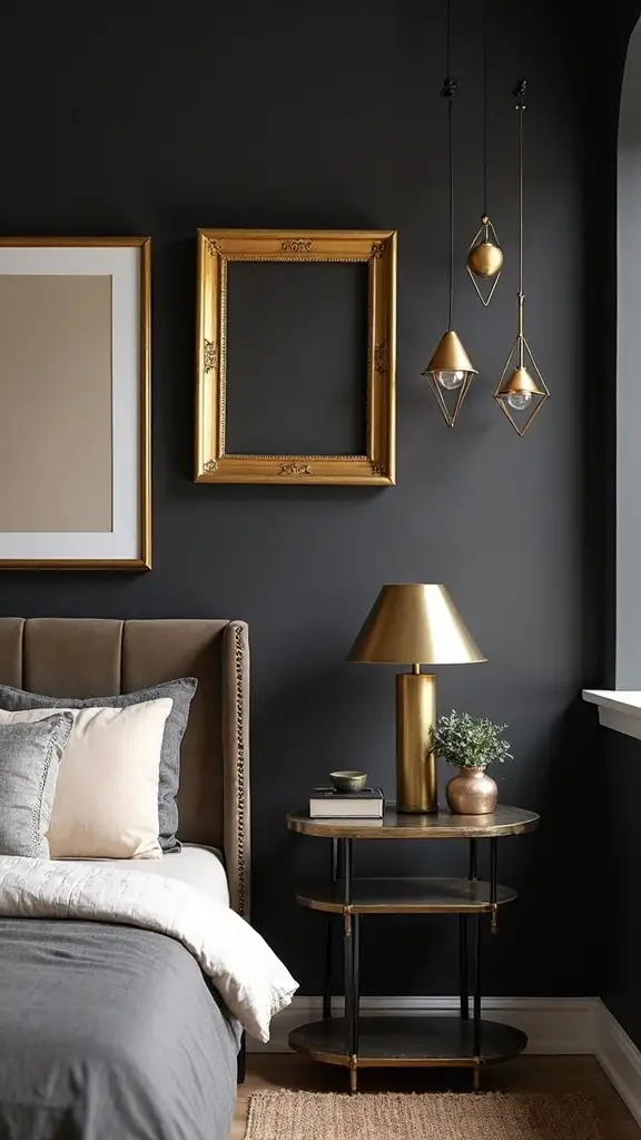 dramatic matte black metallic accents