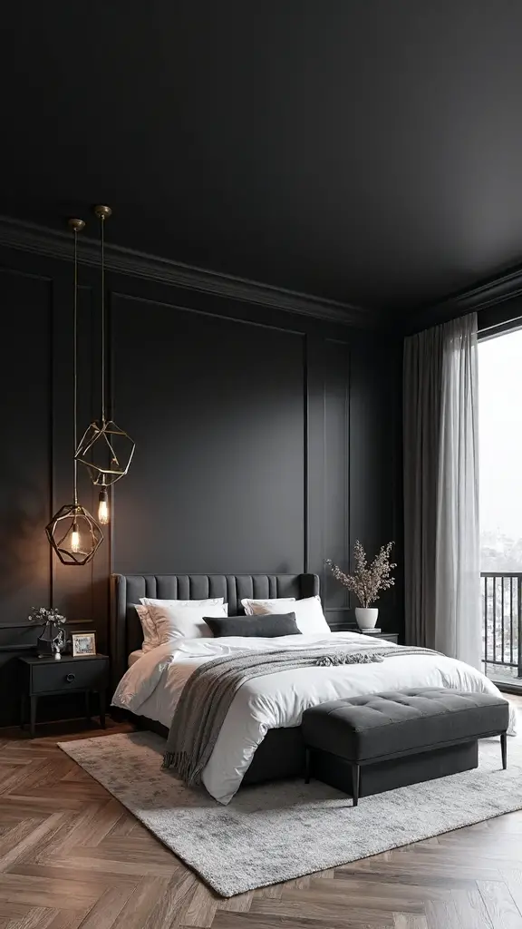 dramatic moody luxurious black bedroom ceilings