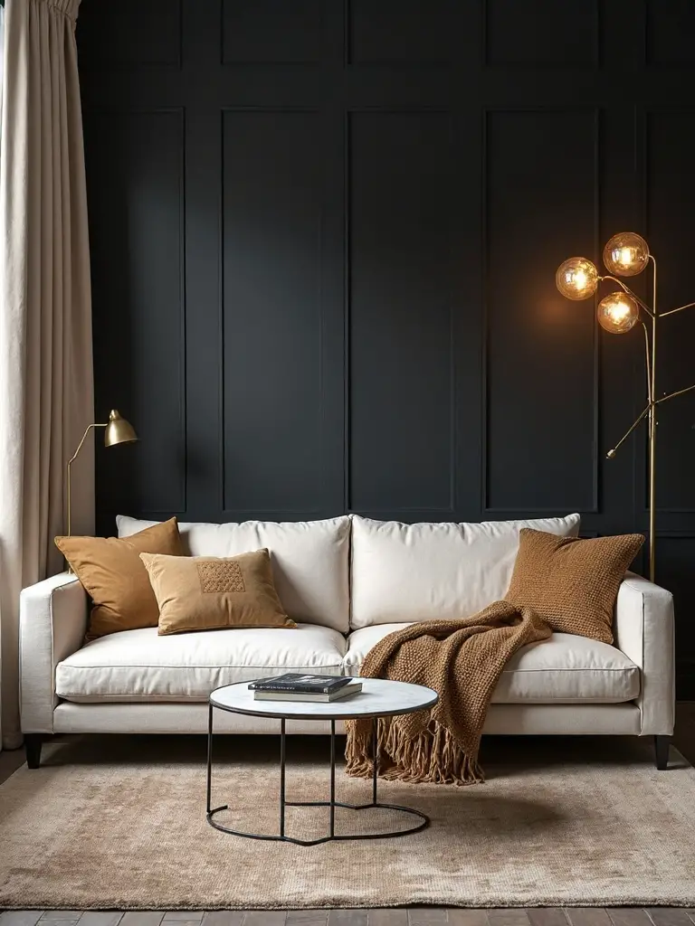 dramatic yet balanced black walls