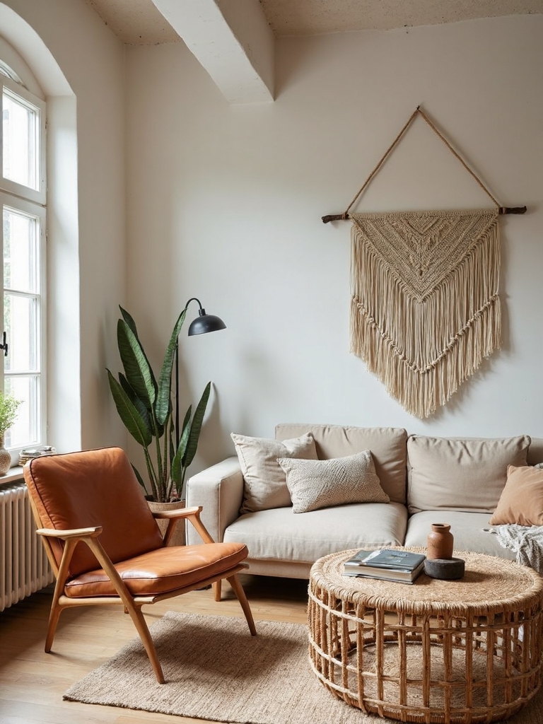 eclectic boho minimalist furniture blending