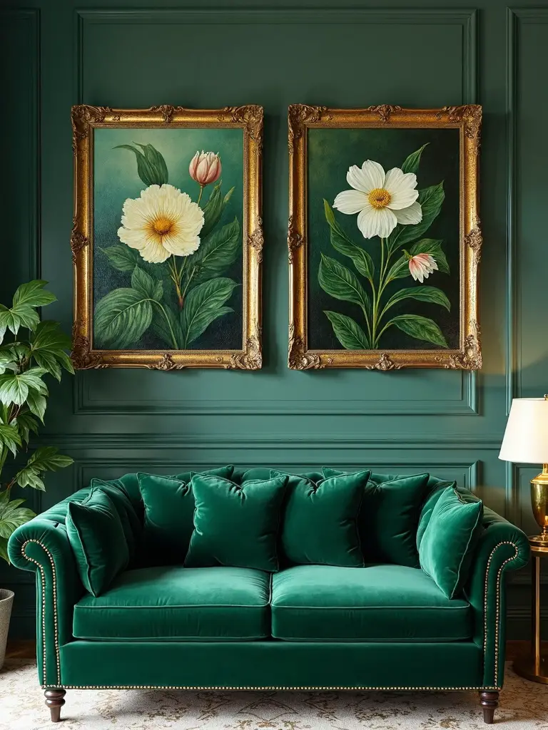 elegant dark green gilded artwork