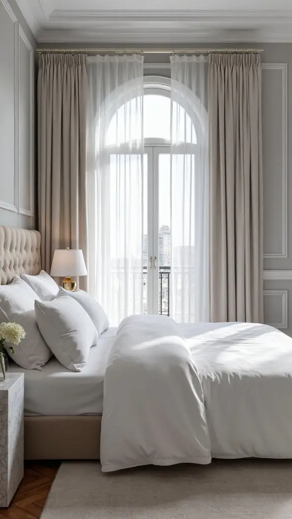 elegant grey white bedroom chic retreat