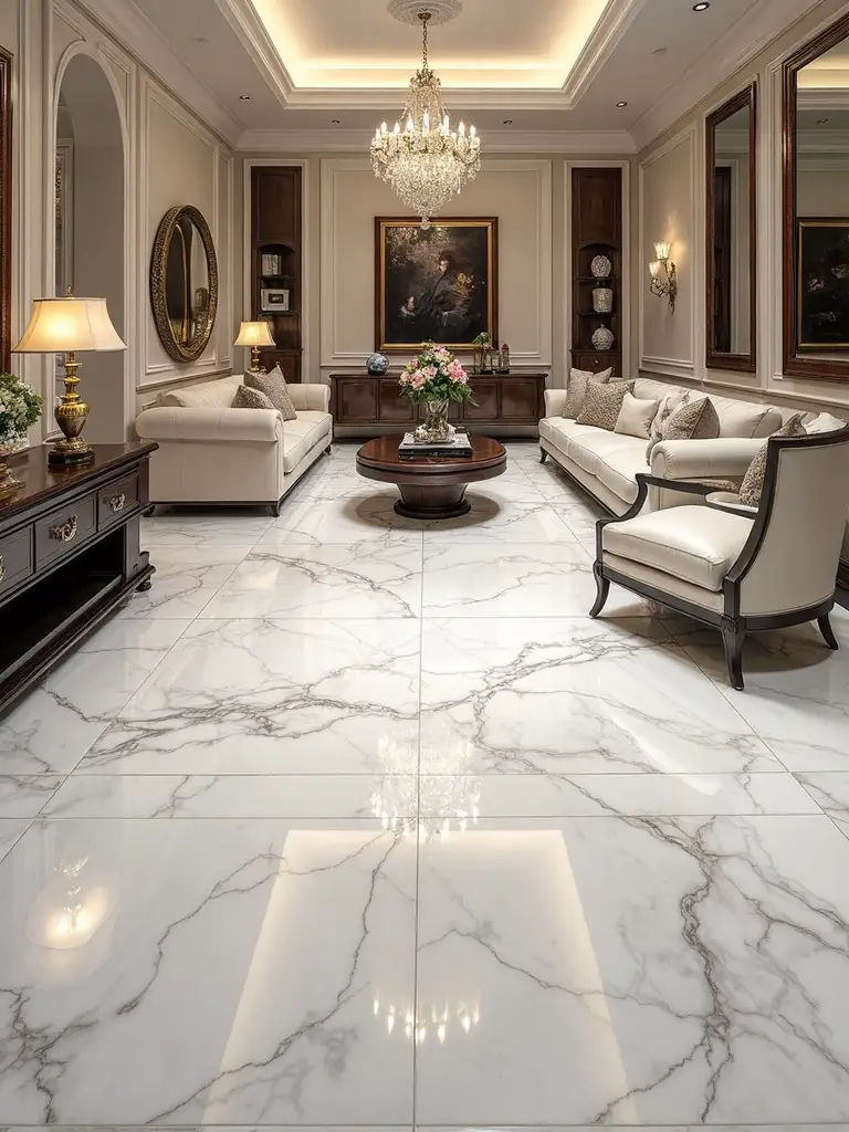 elegant hollywood glamour with white marble