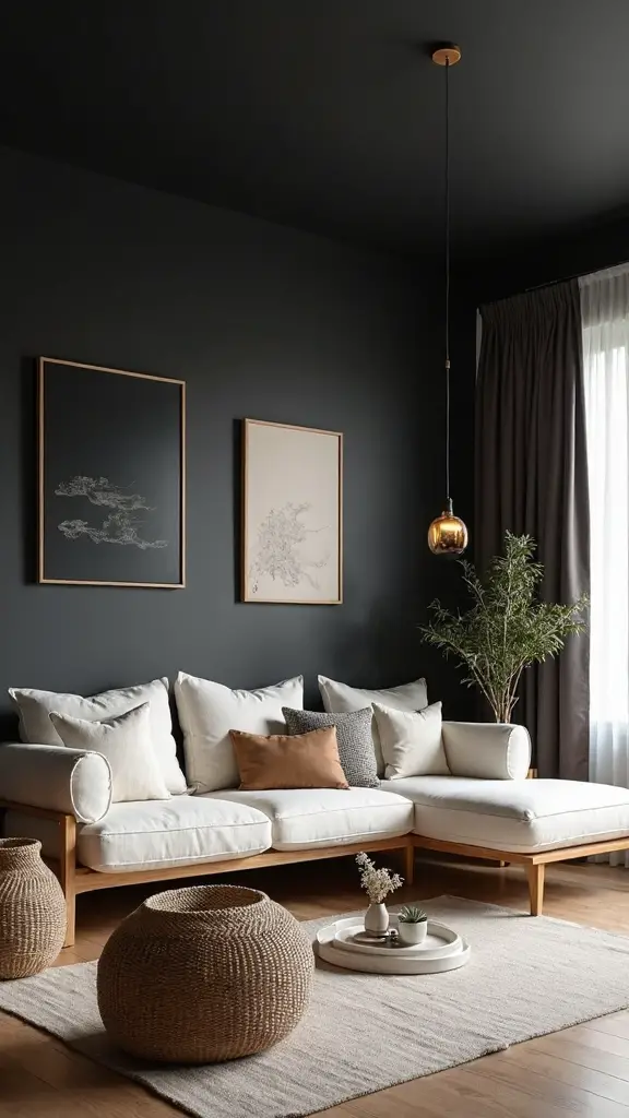 elegant japandi sanctuary with bold contrast