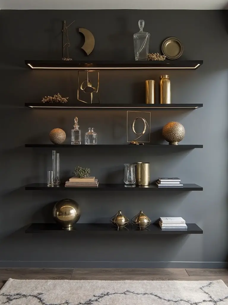 elevated statement decor with floating shelves